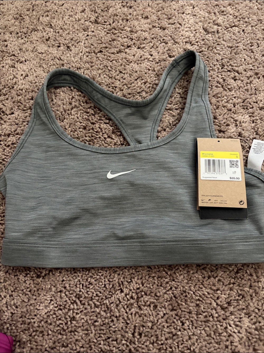 Nike Women's Grey Racerback Dri-FIT Sports Bra